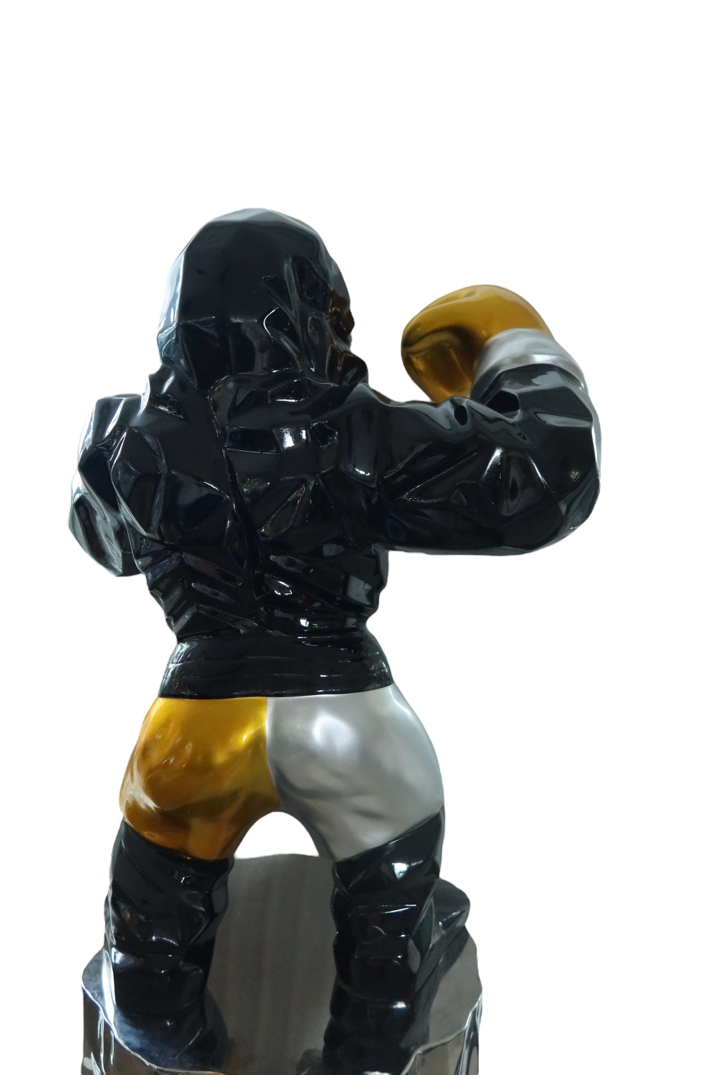 Statue Gorille Boxeur Or 60cm - Resine/Fibre de Verre