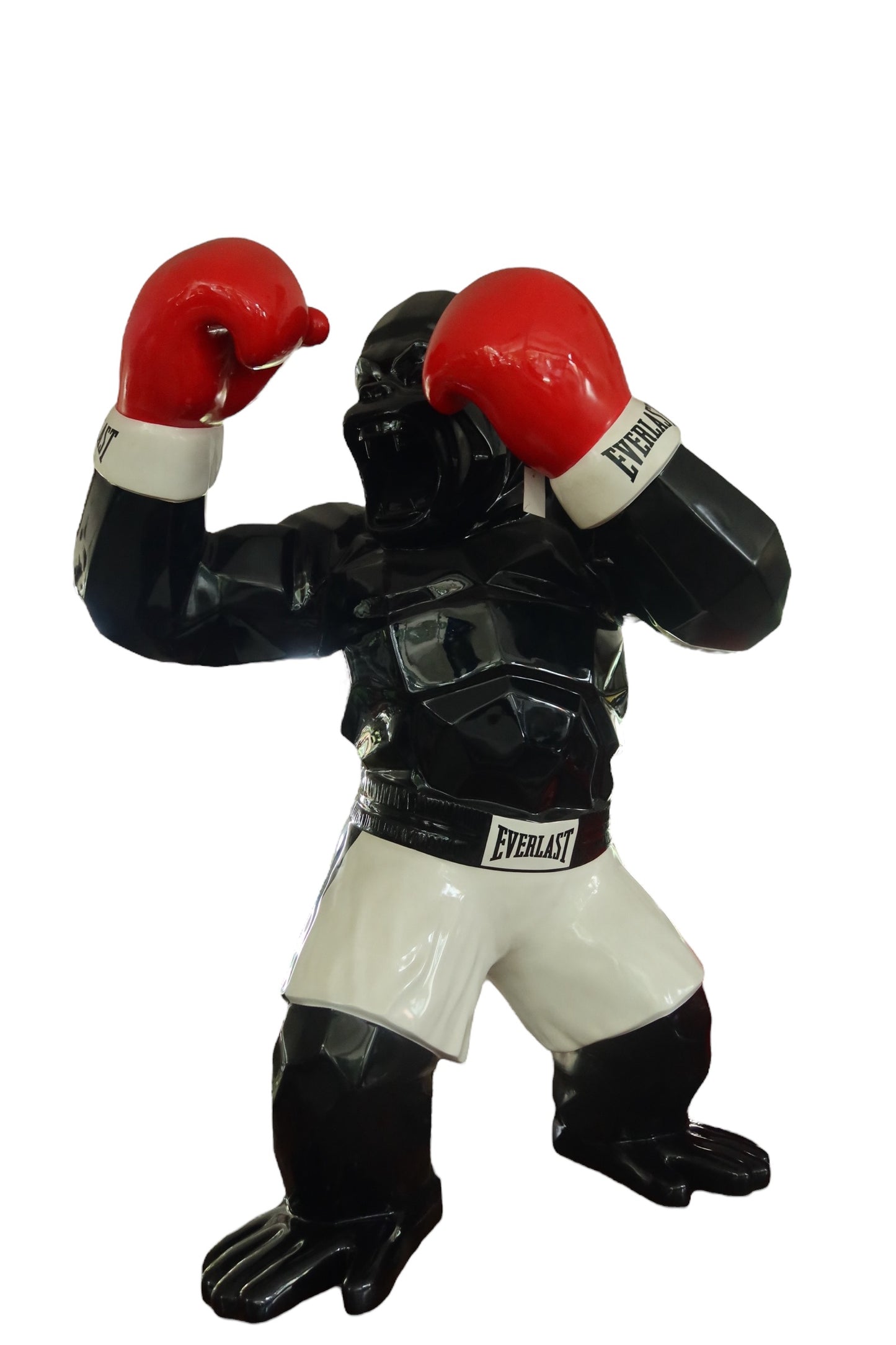 Statue Gorille Boxeur Rouge 60cm - Resine/Fibre de Verre