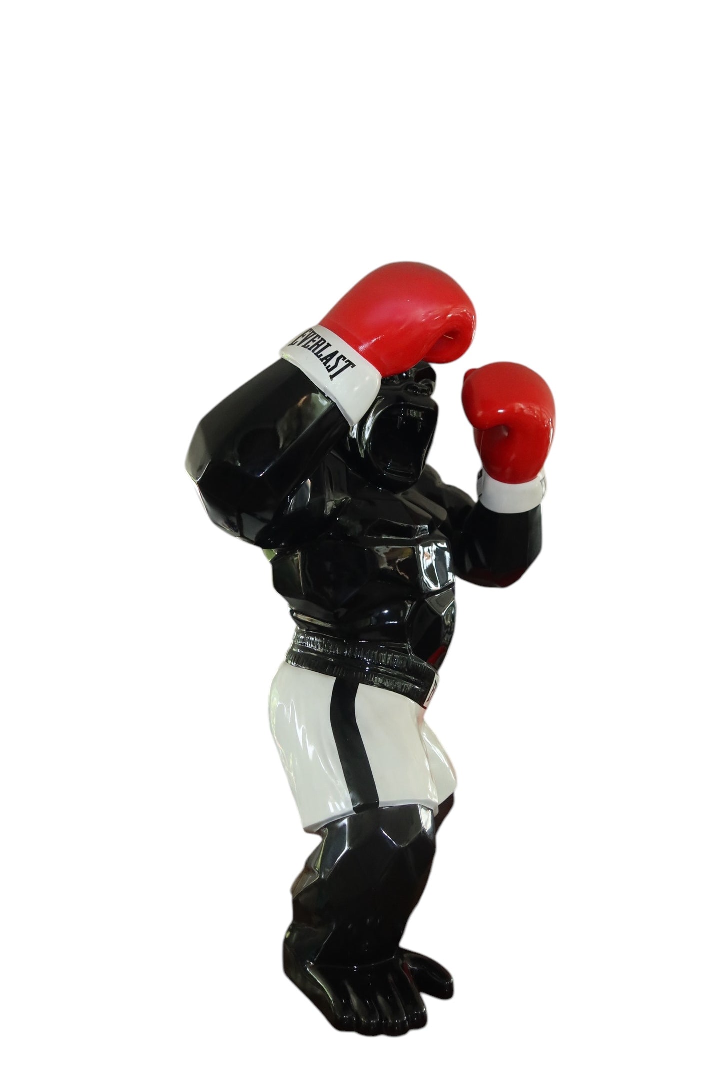 Statue Gorille Boxeur Rouge 60cm - Resine/Fibre de Verre