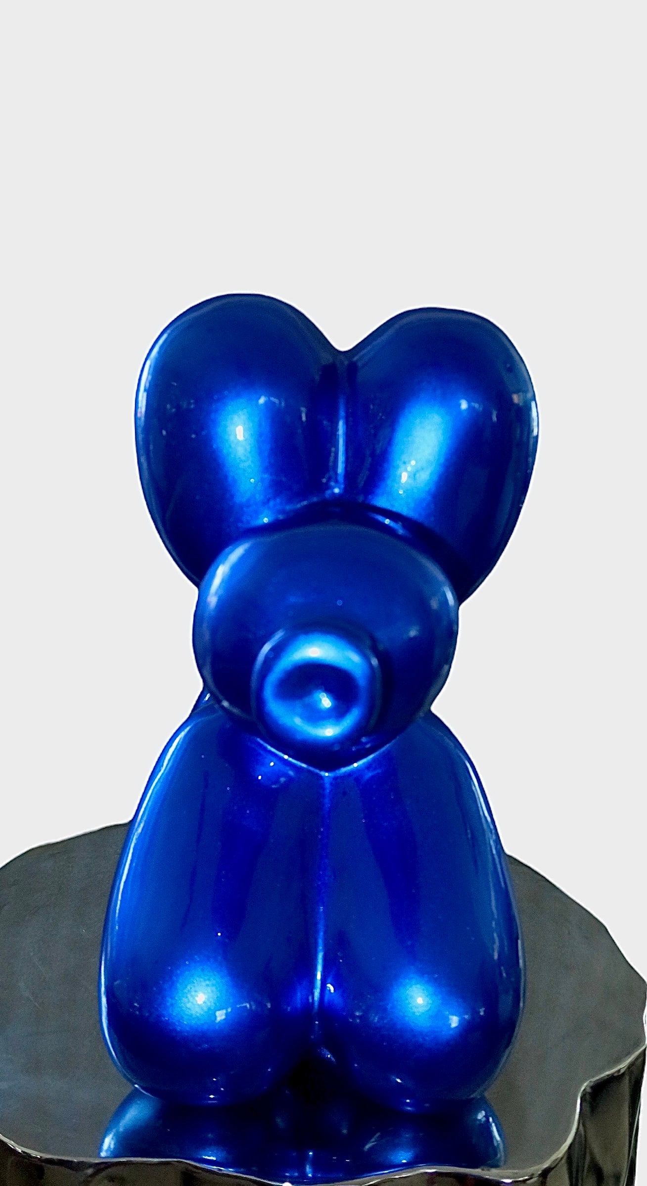 Statue Chien Ballon Bleu Métallique 50cm - Resine/Fibre de Verre